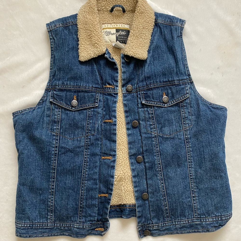 Vintage Wrangler denim shearing lined vest